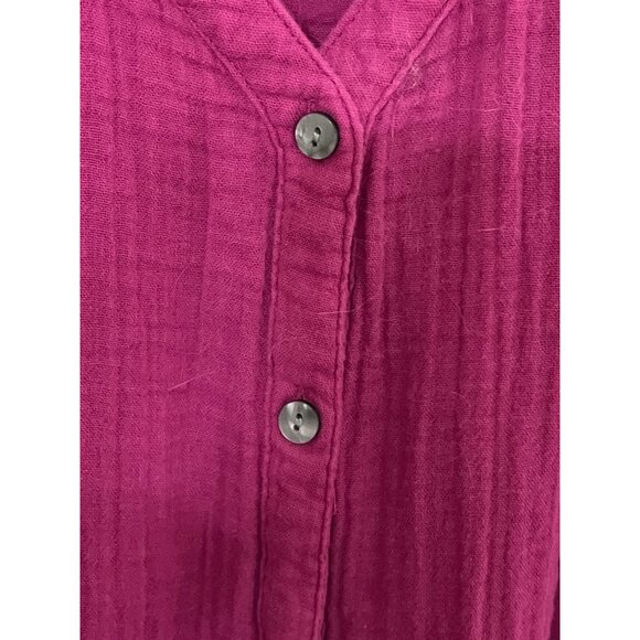 Sonoma Womens Button-Down Dress 2X Purple 100% Cotton V-Neck Beachy Resort - Picture 9 of 11